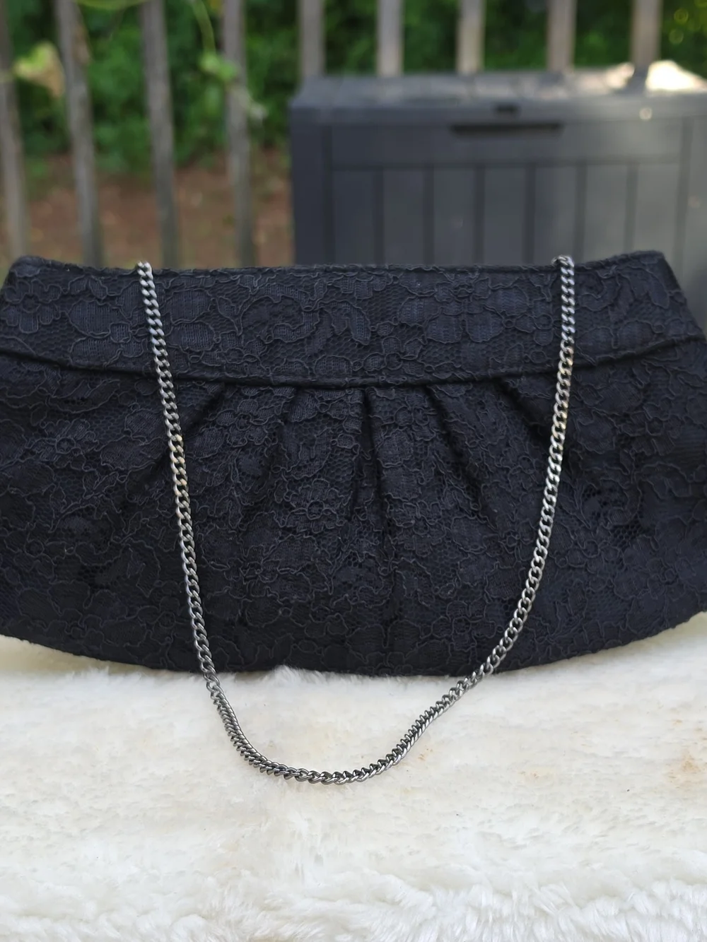 White House Black Market Lace Embellished Evening Clutch Chain Shoulder Bag